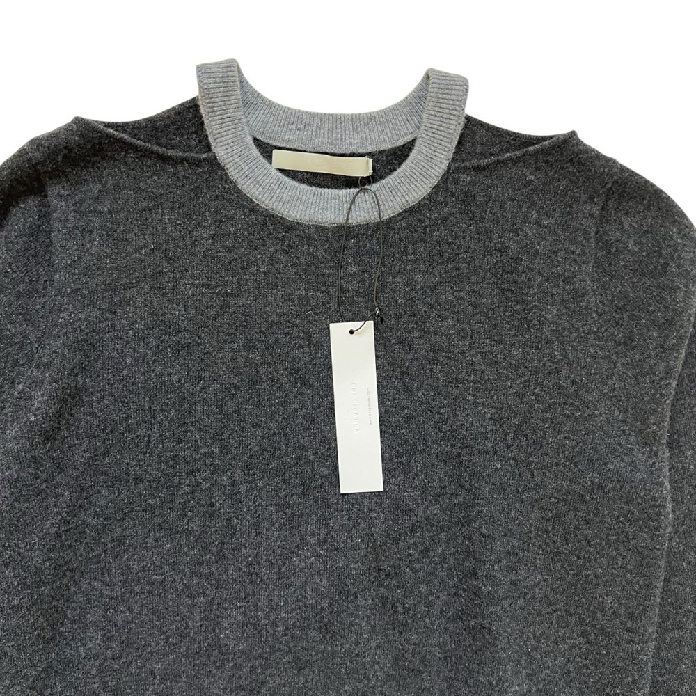 NWT One Grey Day Colorblock Cut Out 100% Cashmere Sweater in Gray Size S - Picture 3 of 11